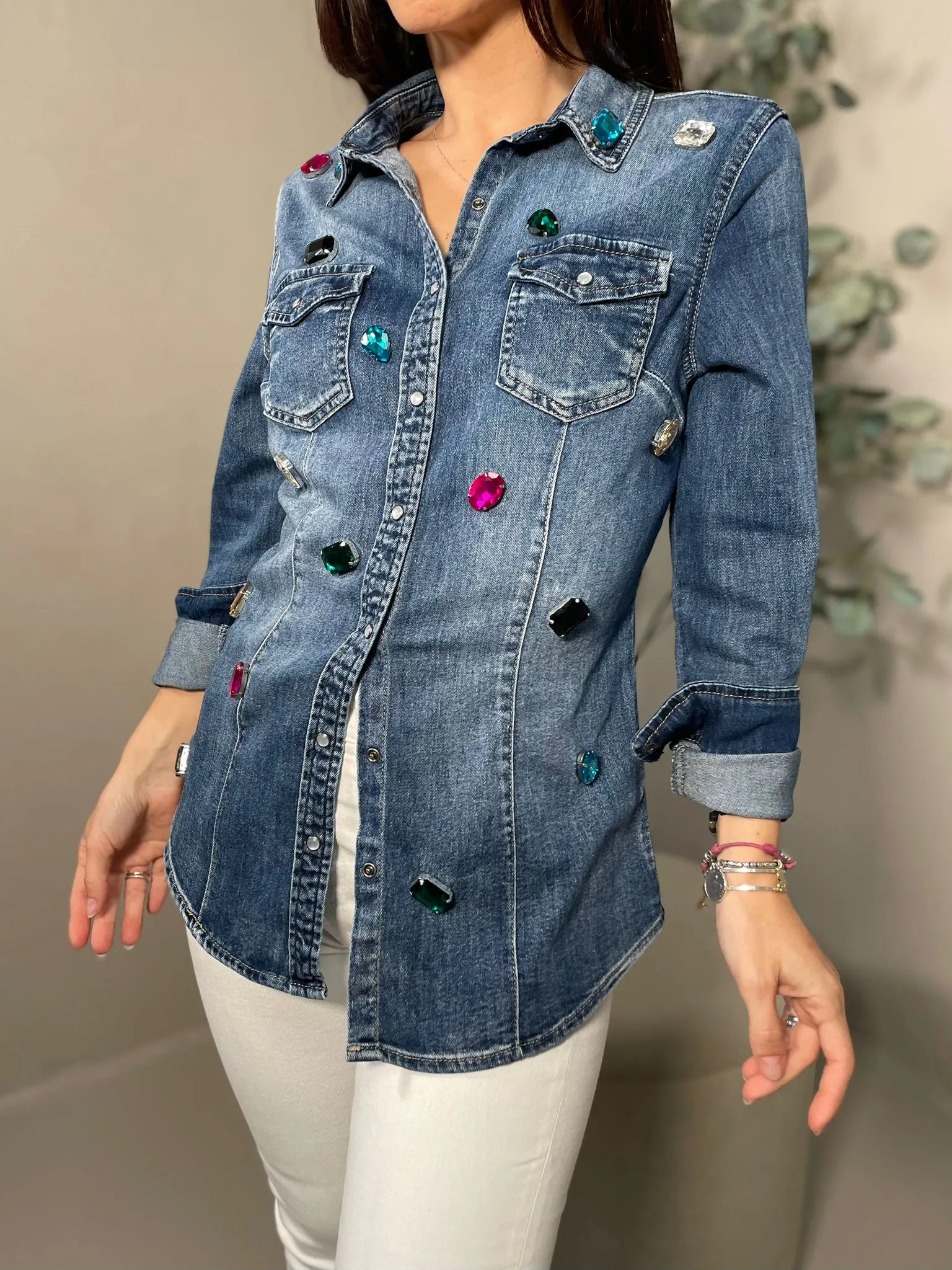 Camicia Jeans Pietre Colorate