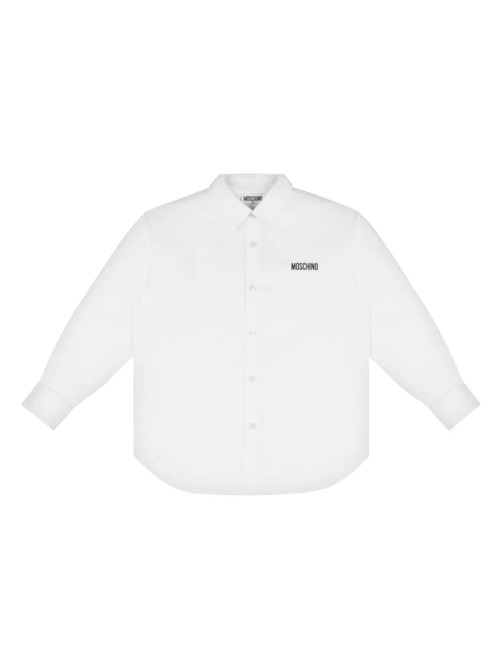 Camicia per bambino Moschino Kids bianco con stampa logo sul petto