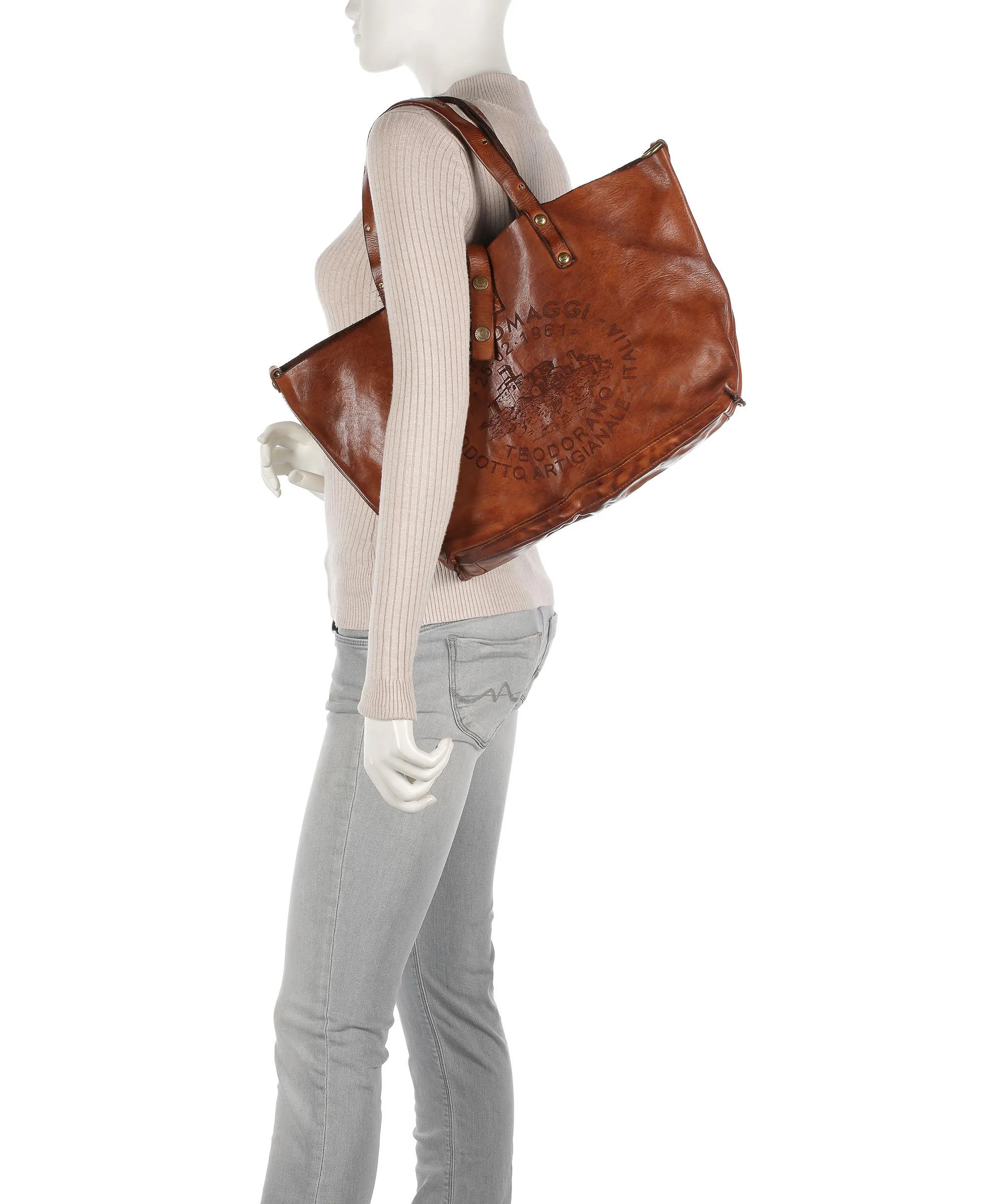  Campomaggi Borsa shopper pelle bovina cognac  
