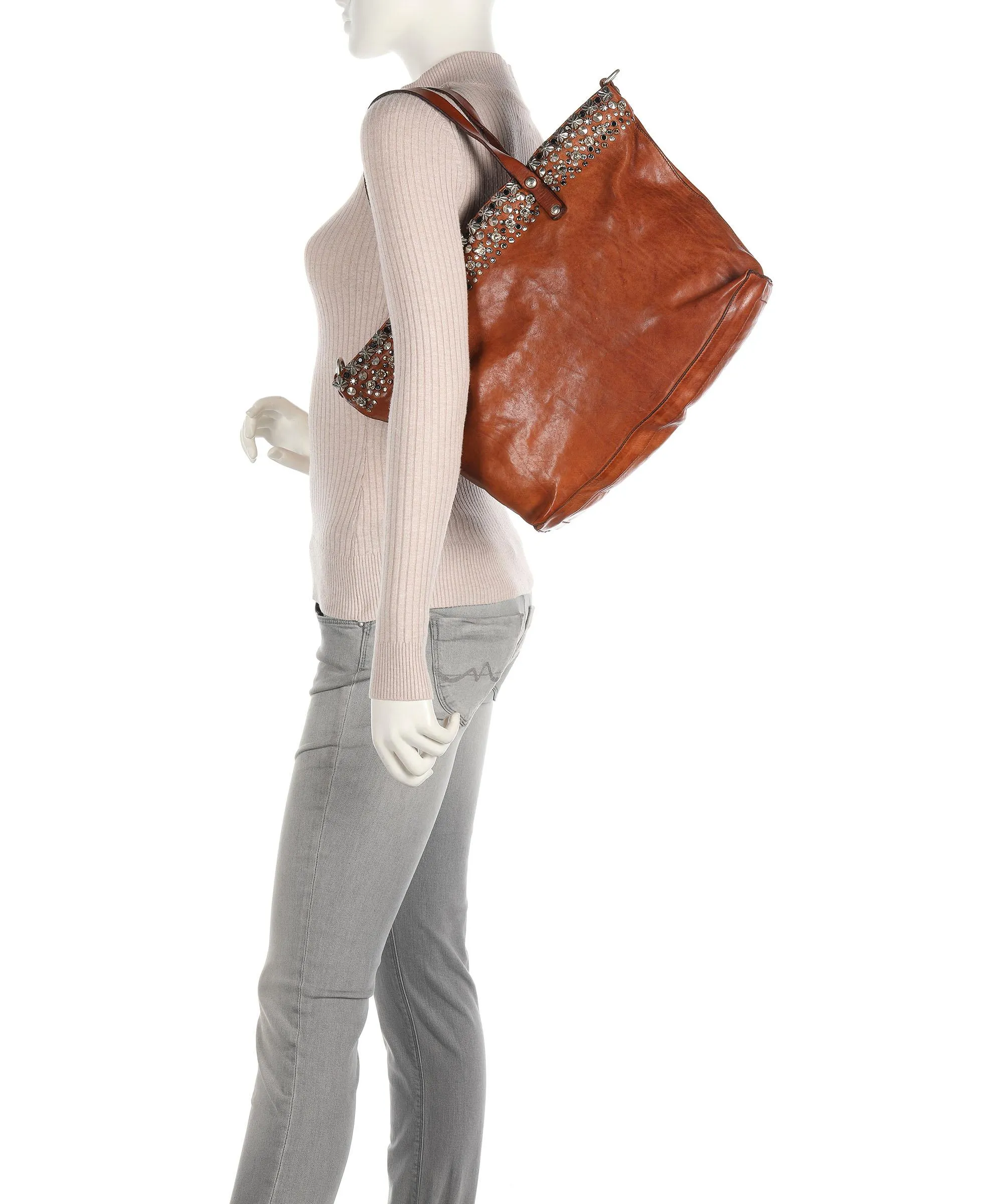  Campomaggi Prestige Borsa shopper pelle di vacchetta liscia cognac  