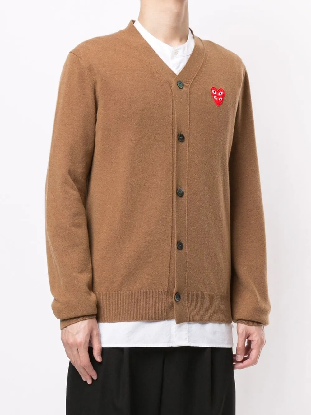 Cardigan con applicazione log ricamato