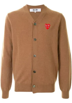 Cardigan con applicazione log ricamato