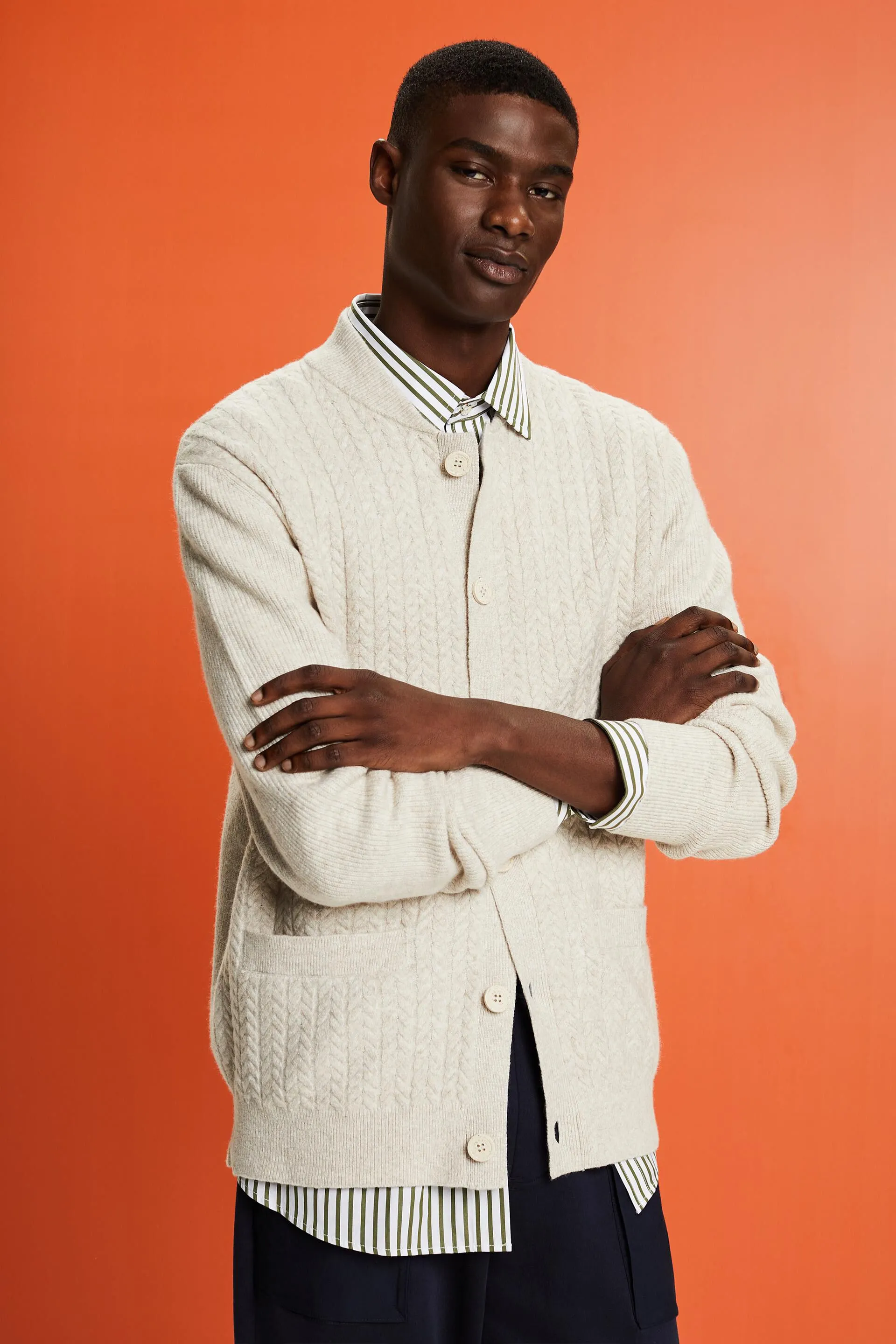 Cardigan stile bomber in maglia intrecciata