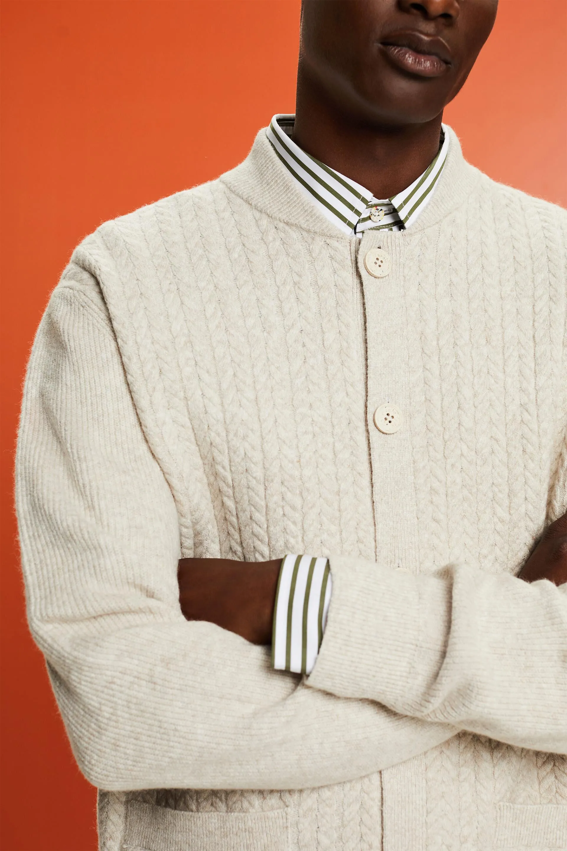Cardigan stile bomber in maglia intrecciata