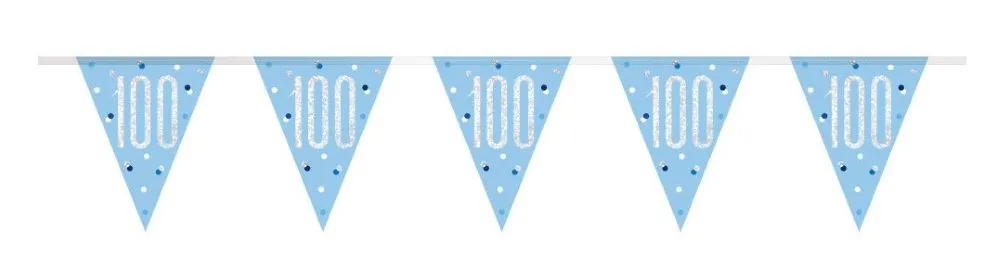 Catena di stendardi Happy 100th Blu 2,74 m