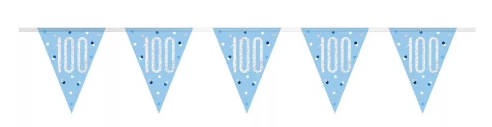 Catena di stendardi Happy 100th Blu 2,74 m