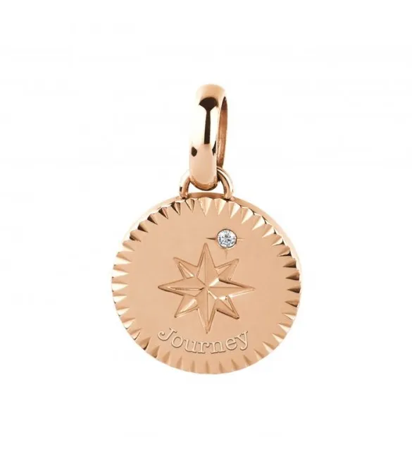 Charm donna gioielli Brosway Très Jolie in acciaio 316L pvd oro rosa e incisione Viaggio btjm186