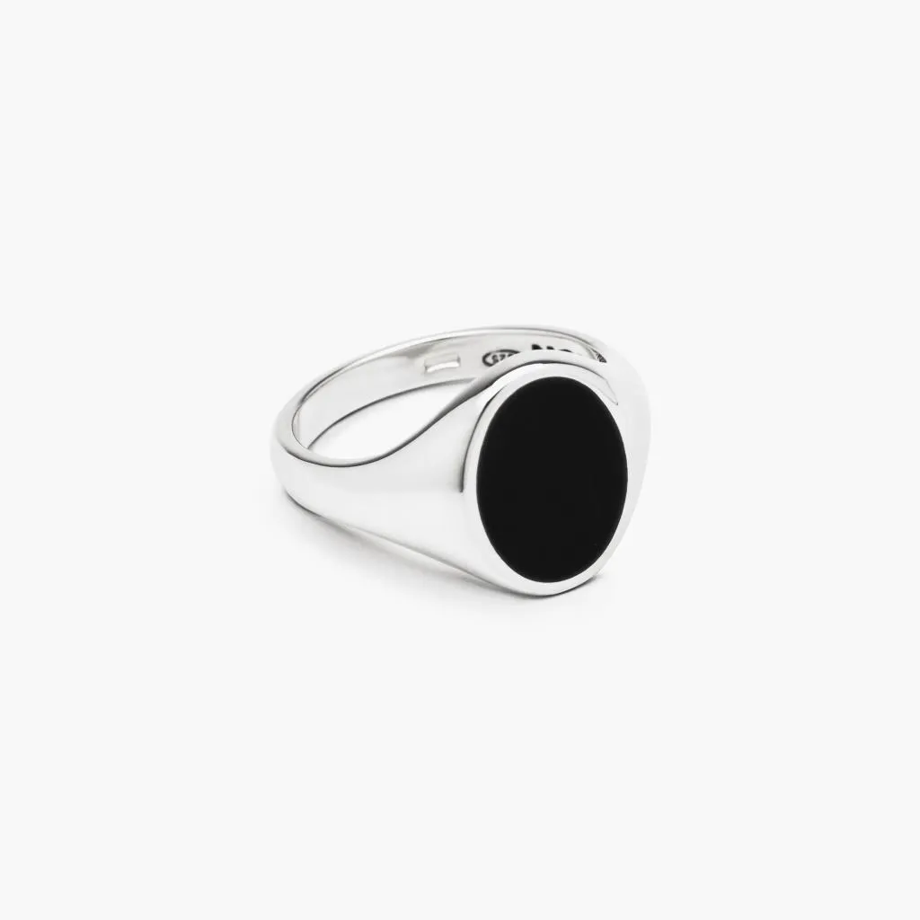 Chevalier ovale smalto nero argento lucido Nove25 Mis.6