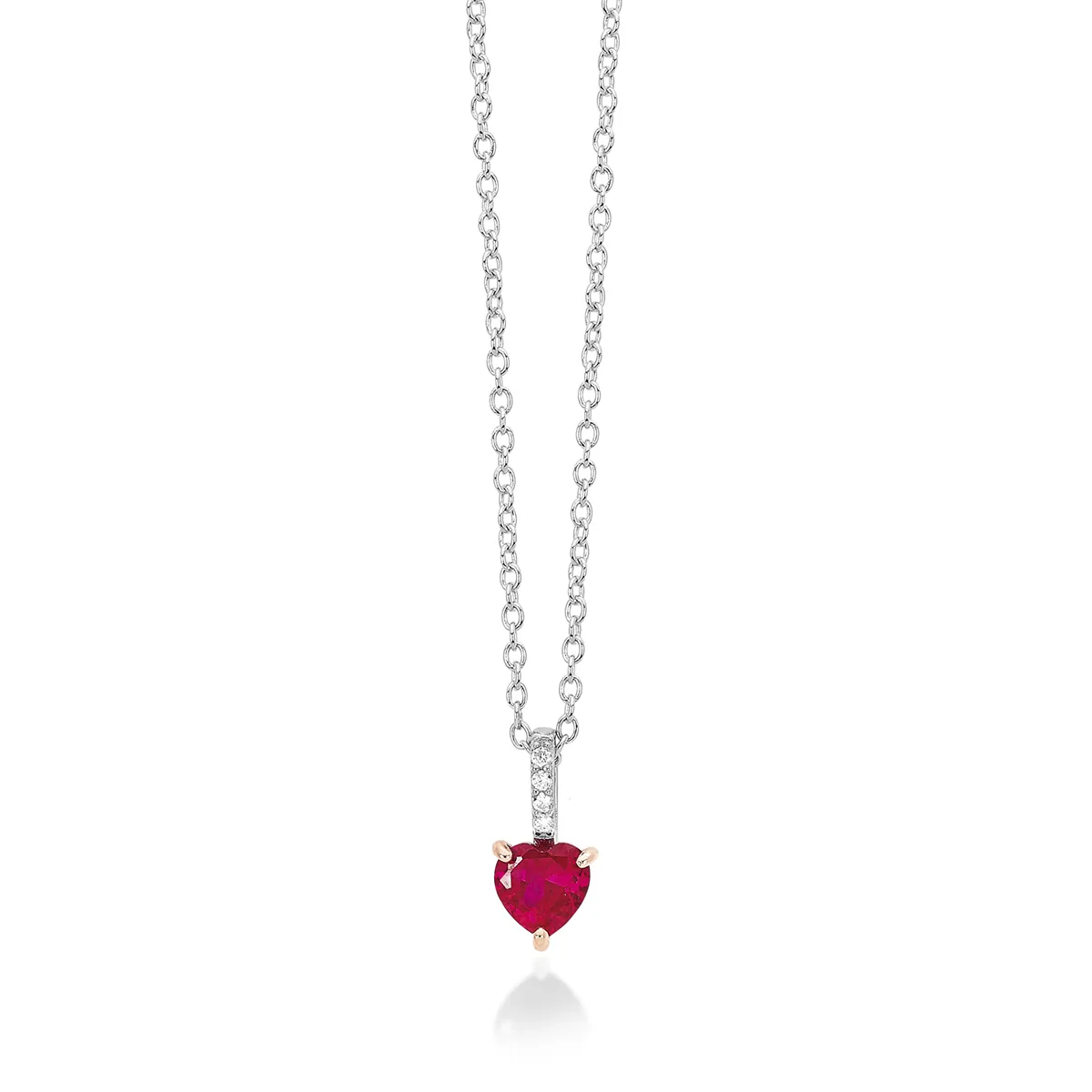 Collana con Cuore Rosso e Zirconi in Argento Donna Mabina