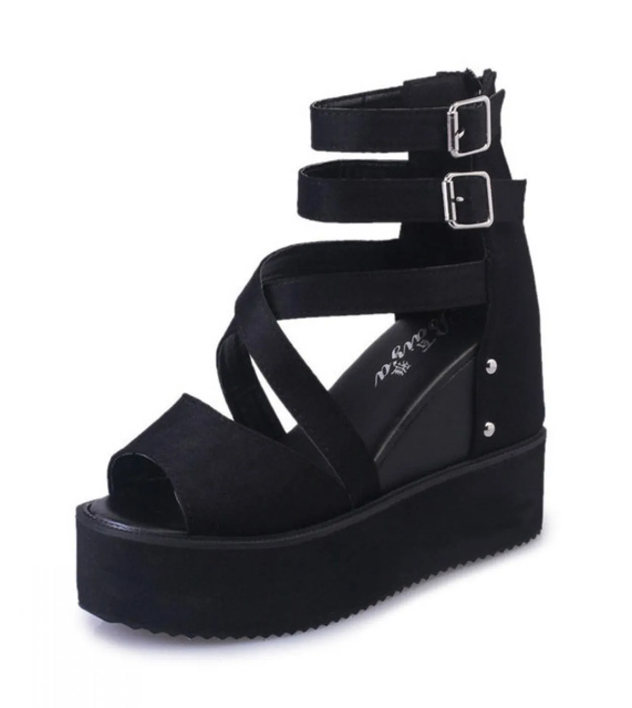 Comemore Shoes Woman Casual Women Fish Mouth Nonslip Platform Wedge High Heels Black Clog  Thick Bottom Womens Sandals