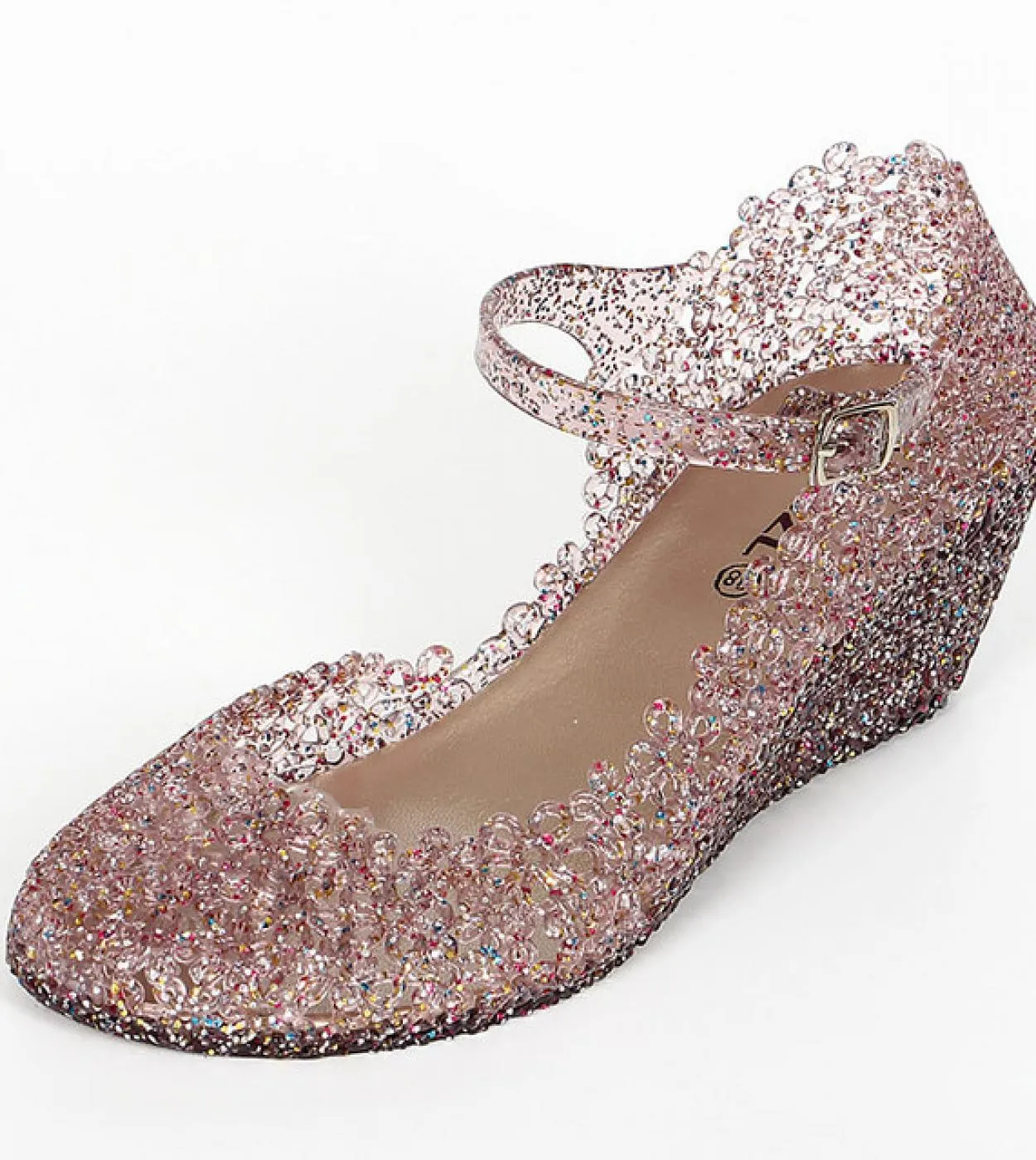 Comemore Transparent Pumps Female Summer Leisure Woman Wedge Sandals Women Jelly Shoes  Fashion Bling High Heels Strippe