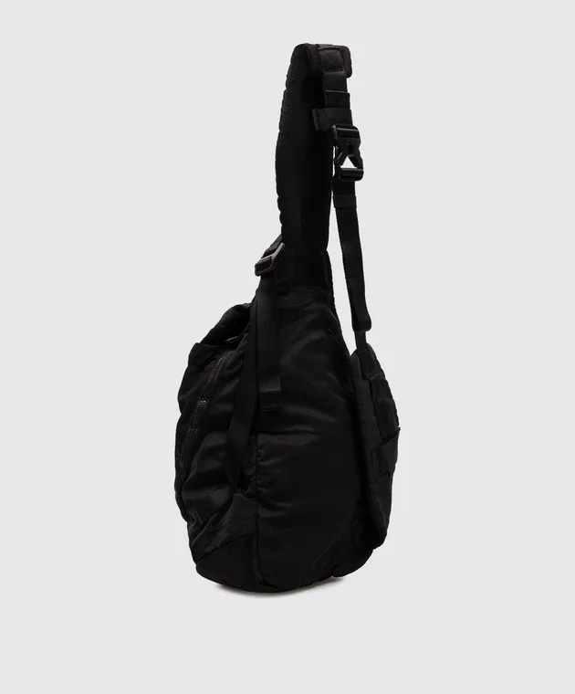 C.P. Company Borsa a tracolla B in nylon nero con ricamo logo MAC075A005269G