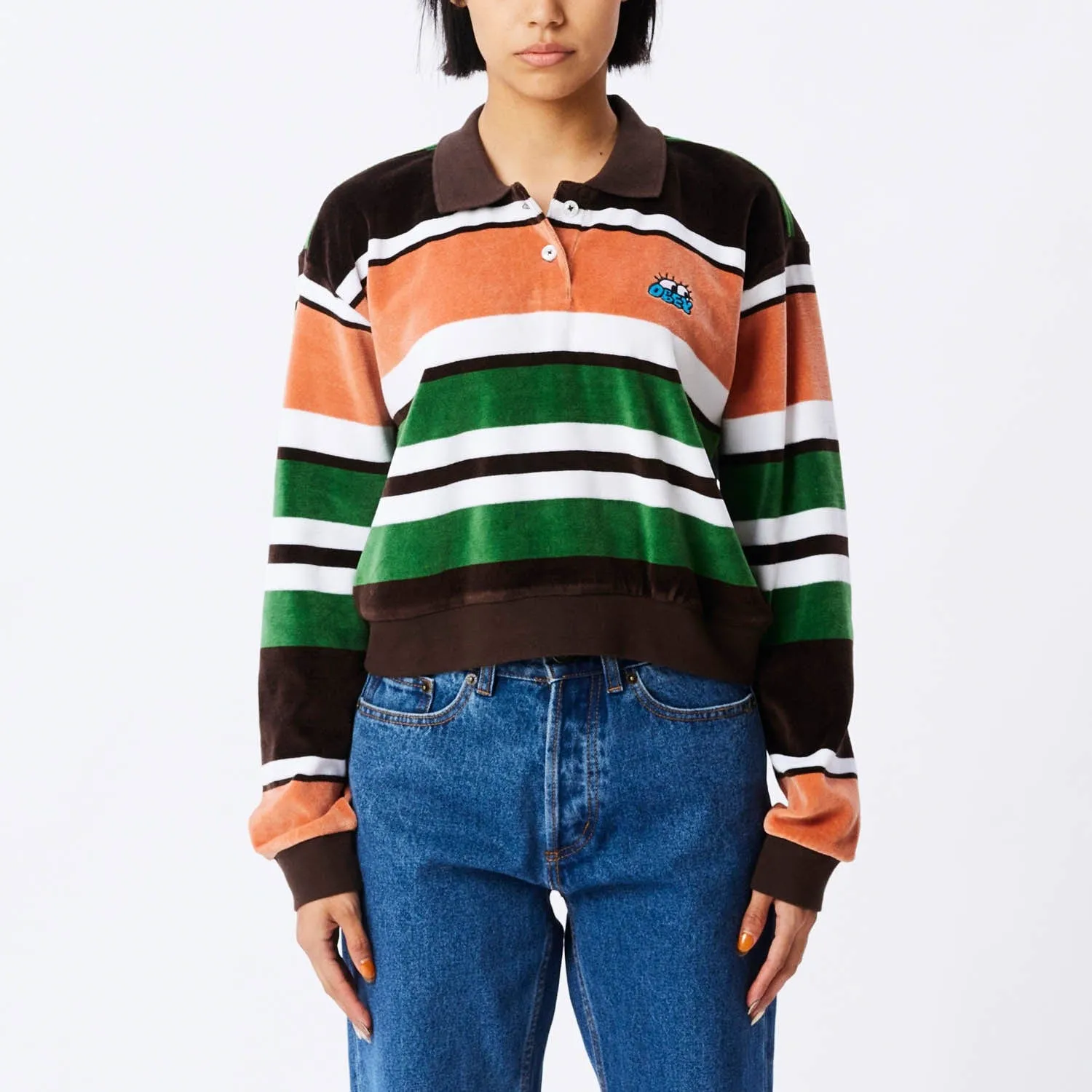 CURIOUS EYE POLO LS - DARK OAK MULTI