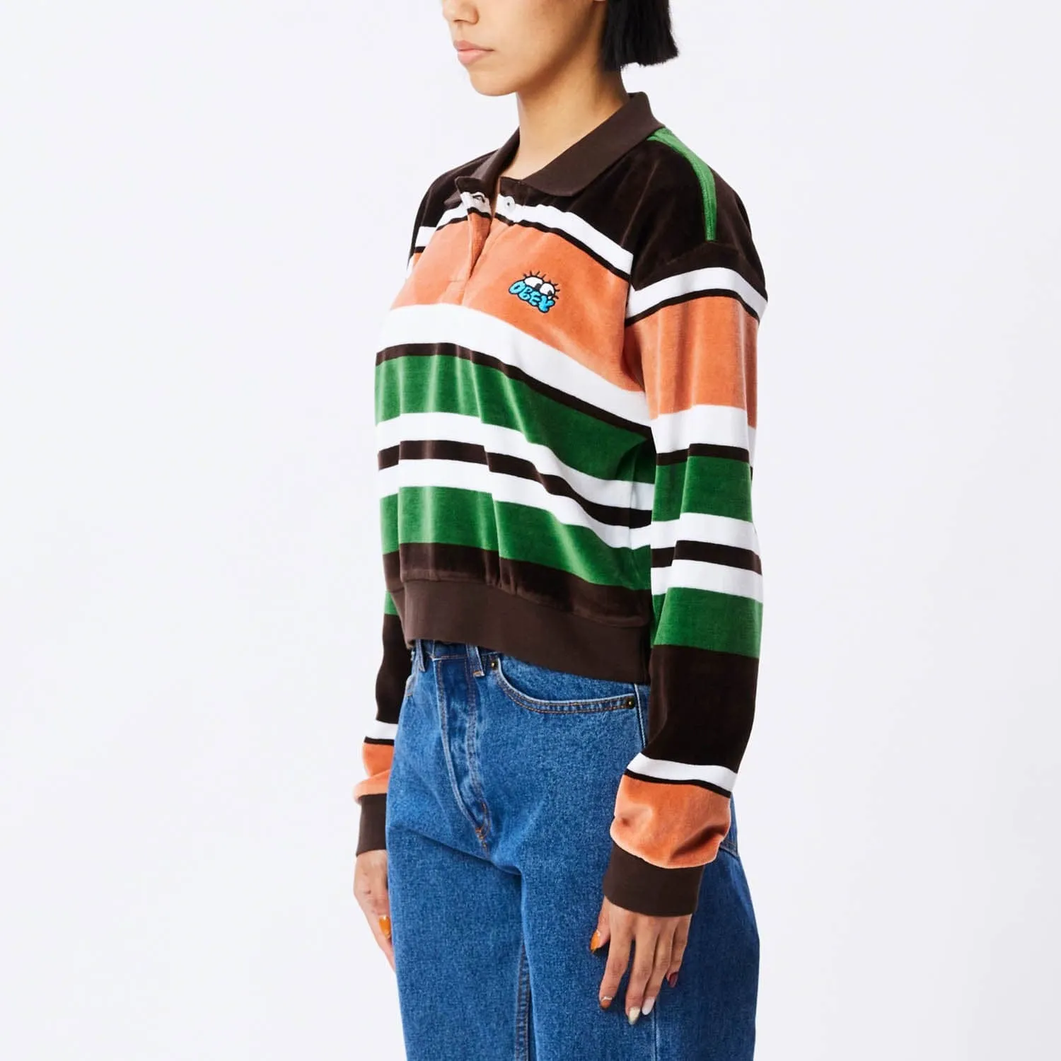 CURIOUS EYE POLO LS - DARK OAK MULTI