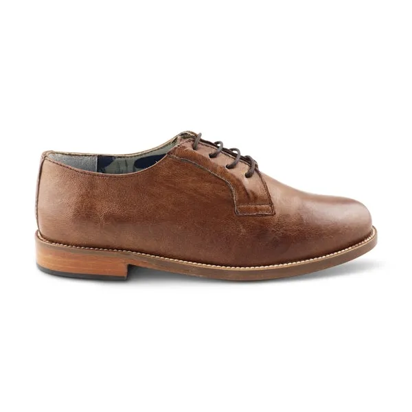Derby in pelle stropicciata color cuoio