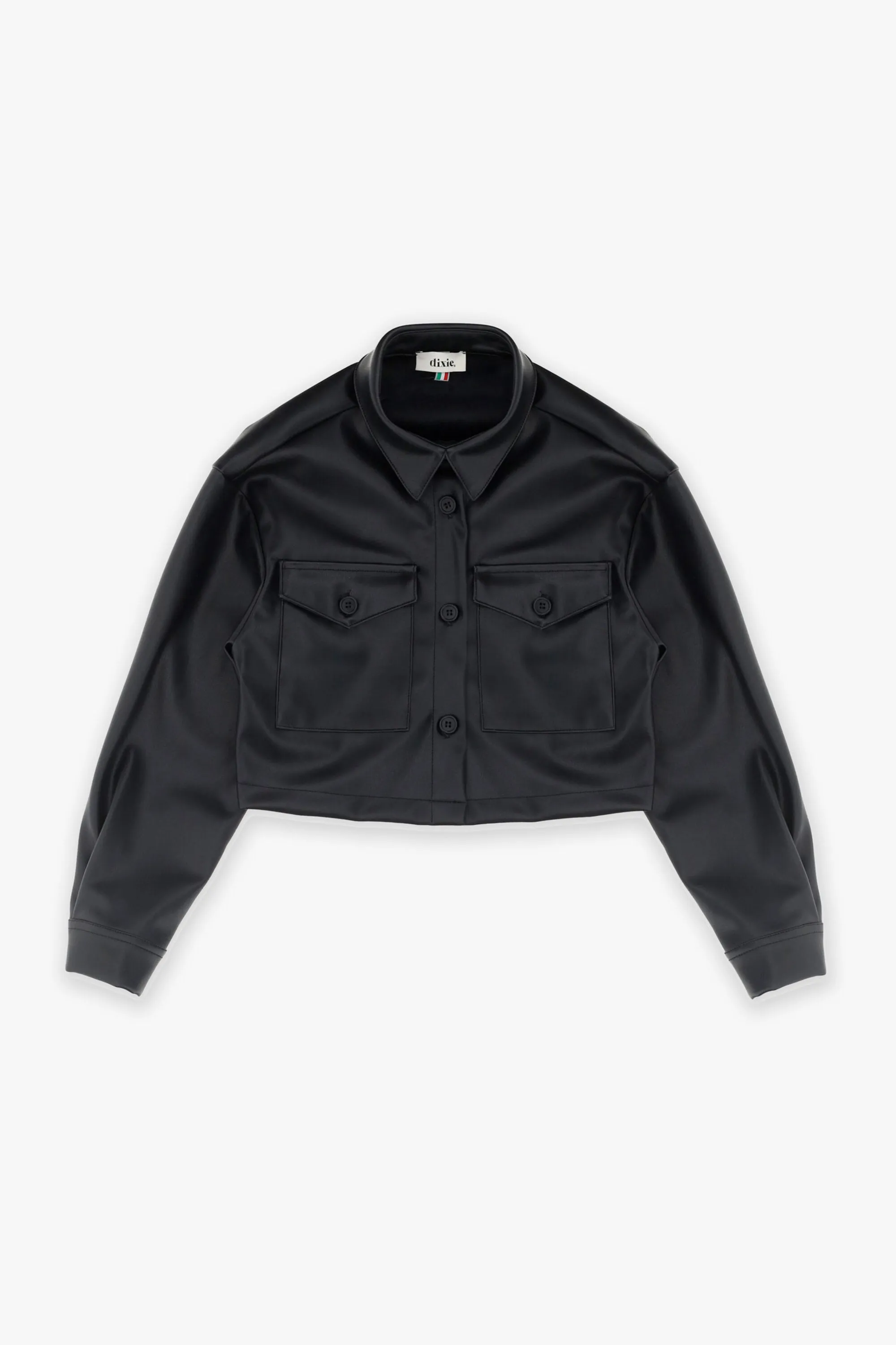 Dixie Camicia Cropped Ecopelle Nero Bambina