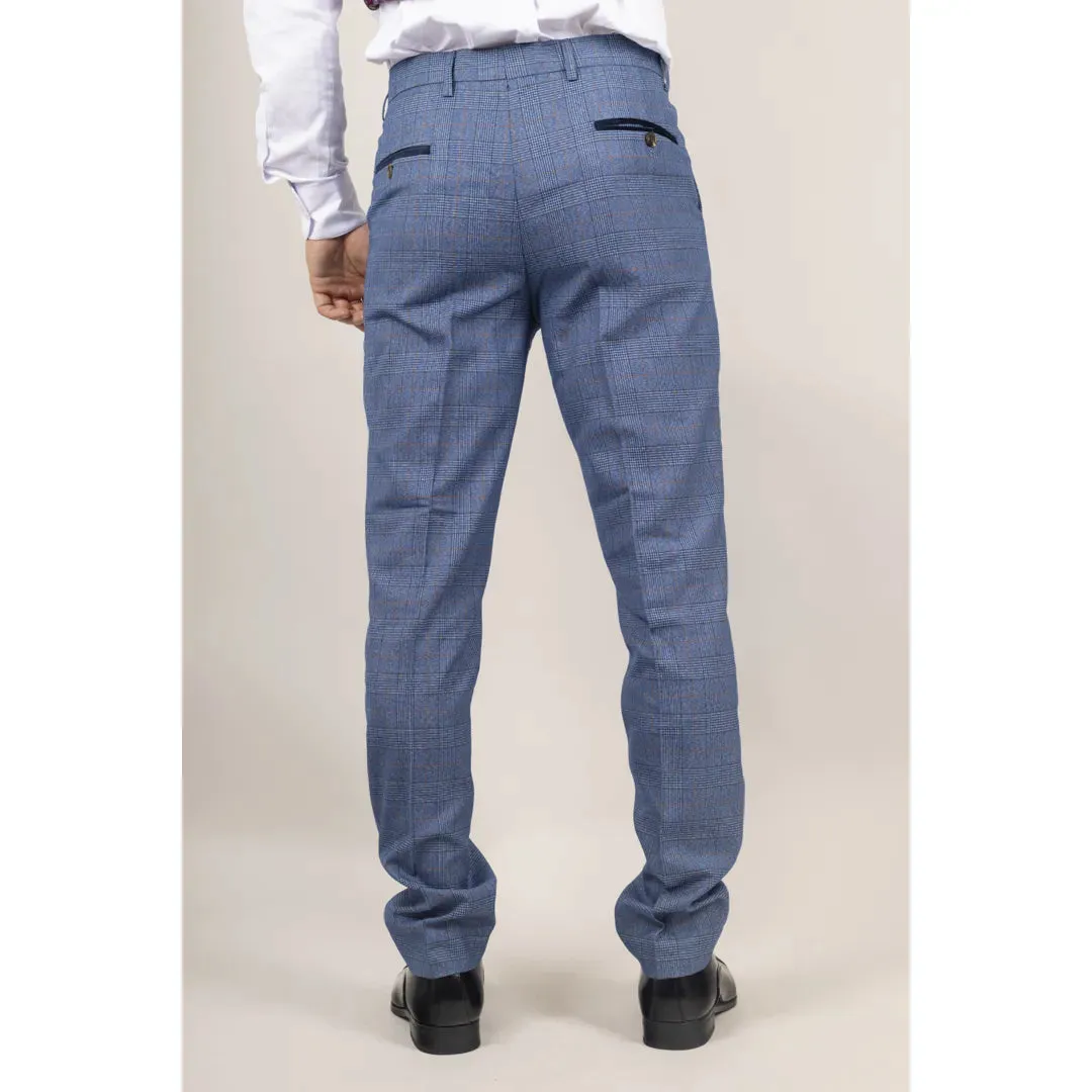 Earl - Pantaloni a quadri blu da uomo