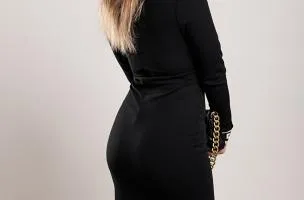 Elegante abito midi con stampa geometrica, nero