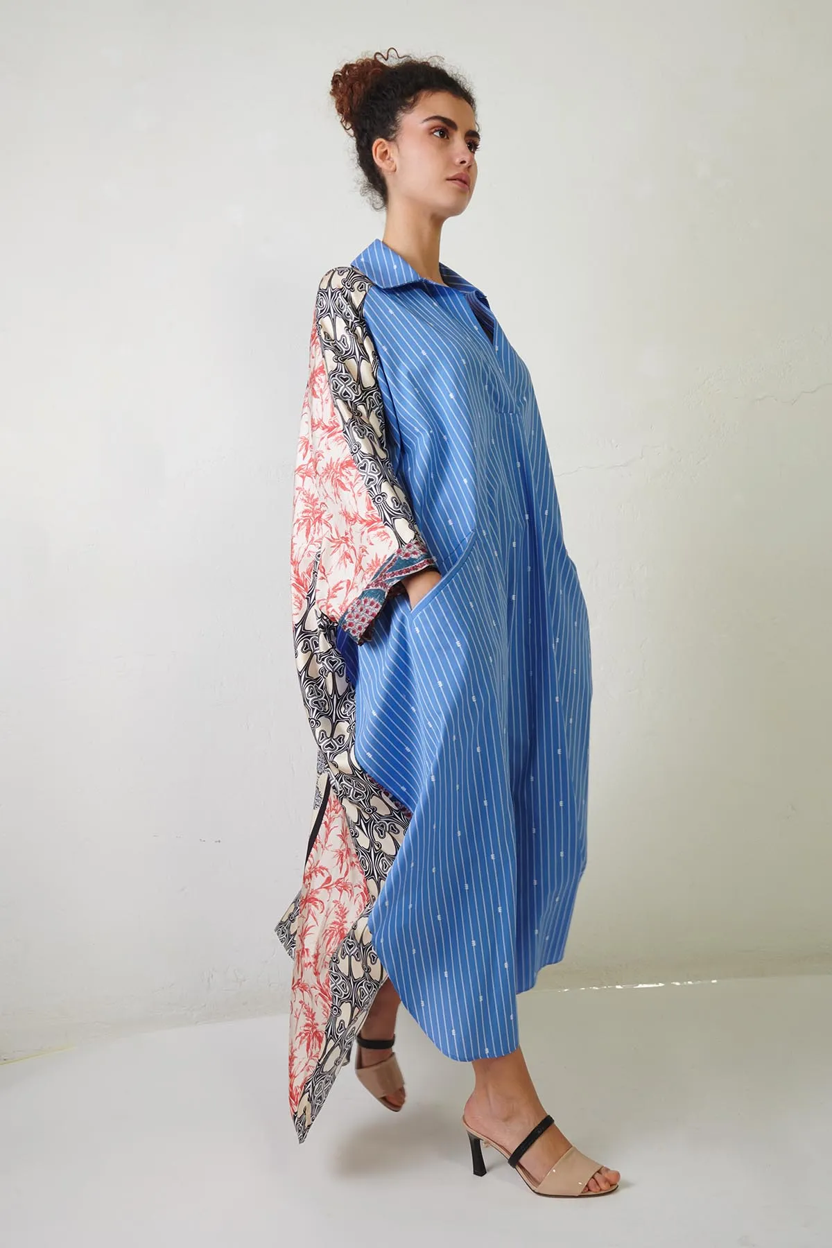 ERIKA CAVALLINI Abito Kimono in cotone e seta stampata