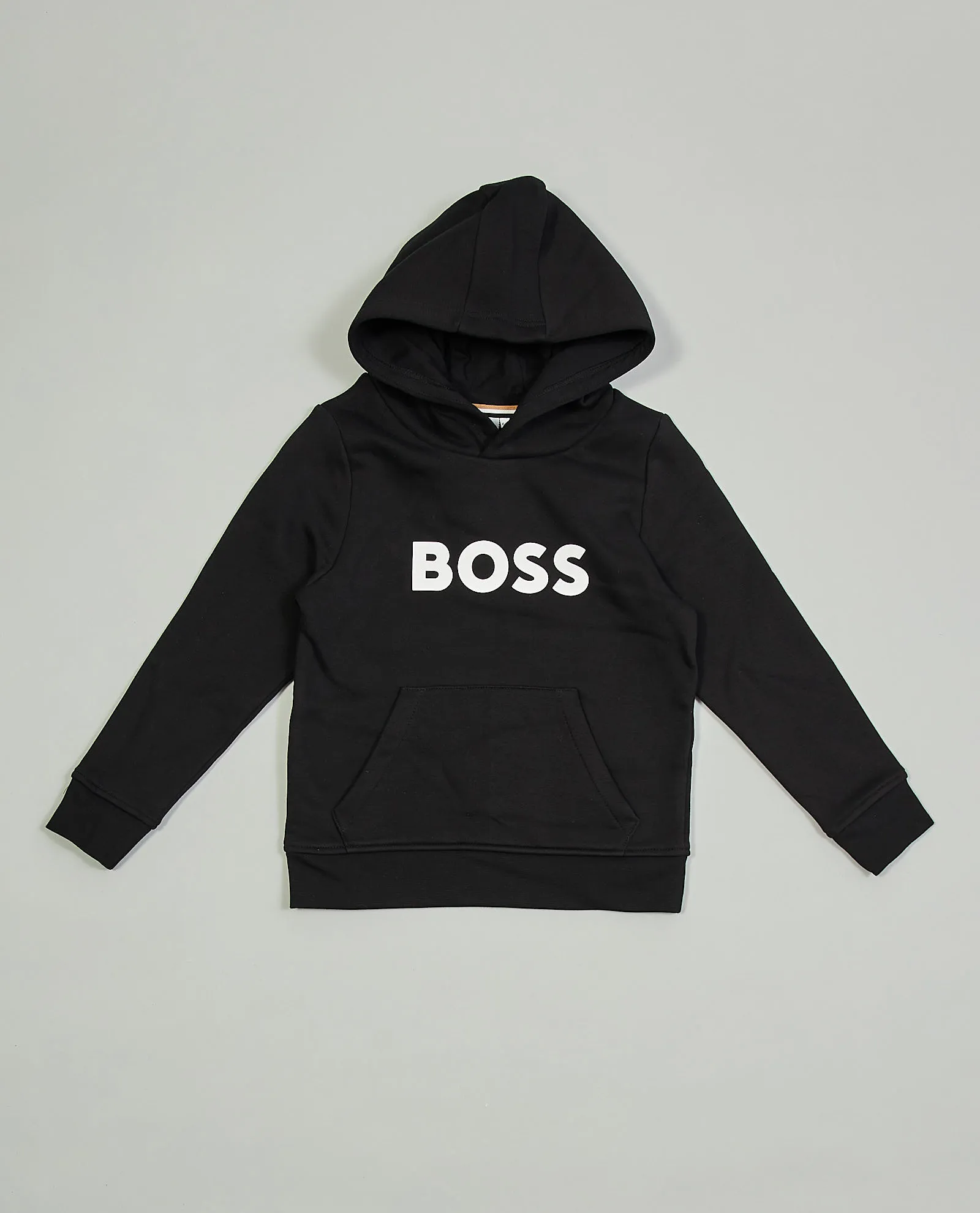 Felpa bambino Boss nera con logo a contrasto
