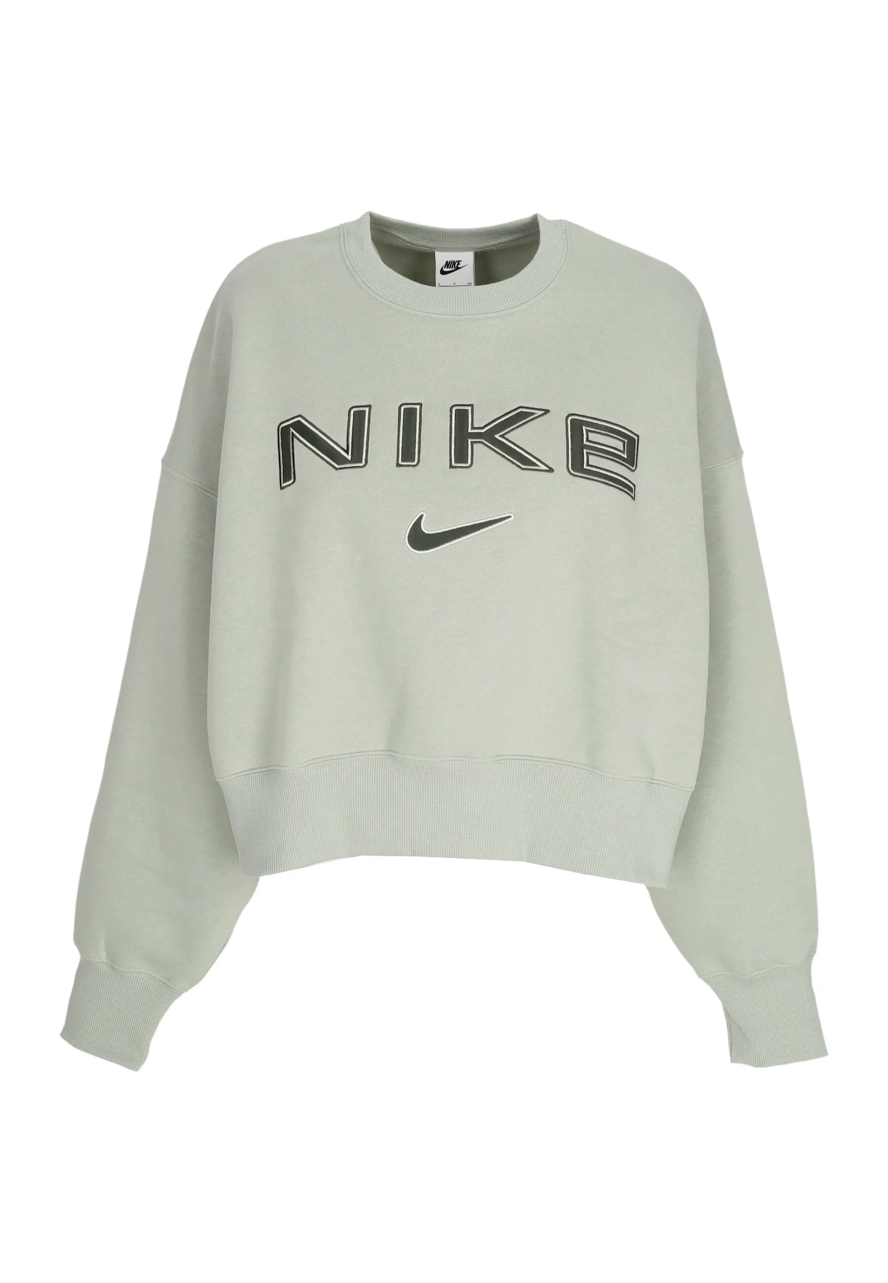 Felpa Girocollo Donna W Sportswear Phoenix Fleece Over-oversized Logo Crewneck Jade Horizon/lt Orewood Brn/sequoia