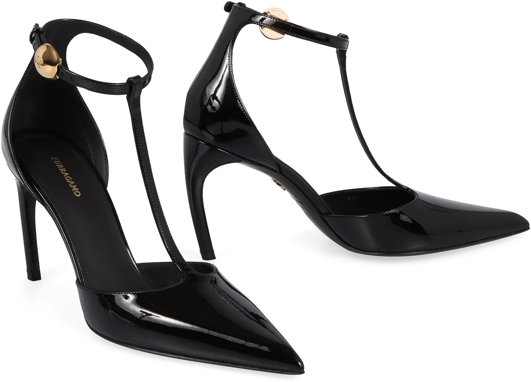 FERRAGAMO Décolleté T-strap in vernice