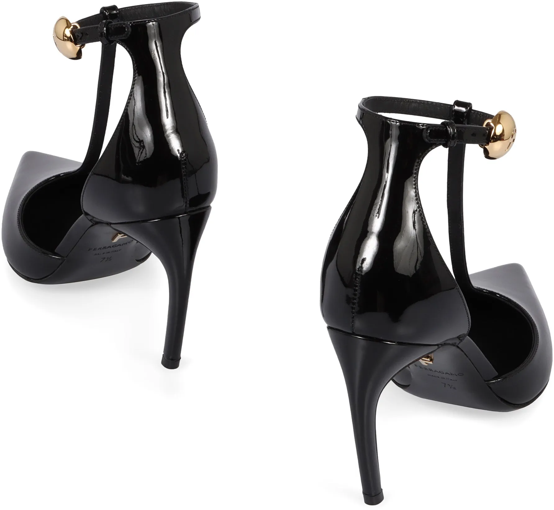 FERRAGAMO Décolleté T-strap in vernice