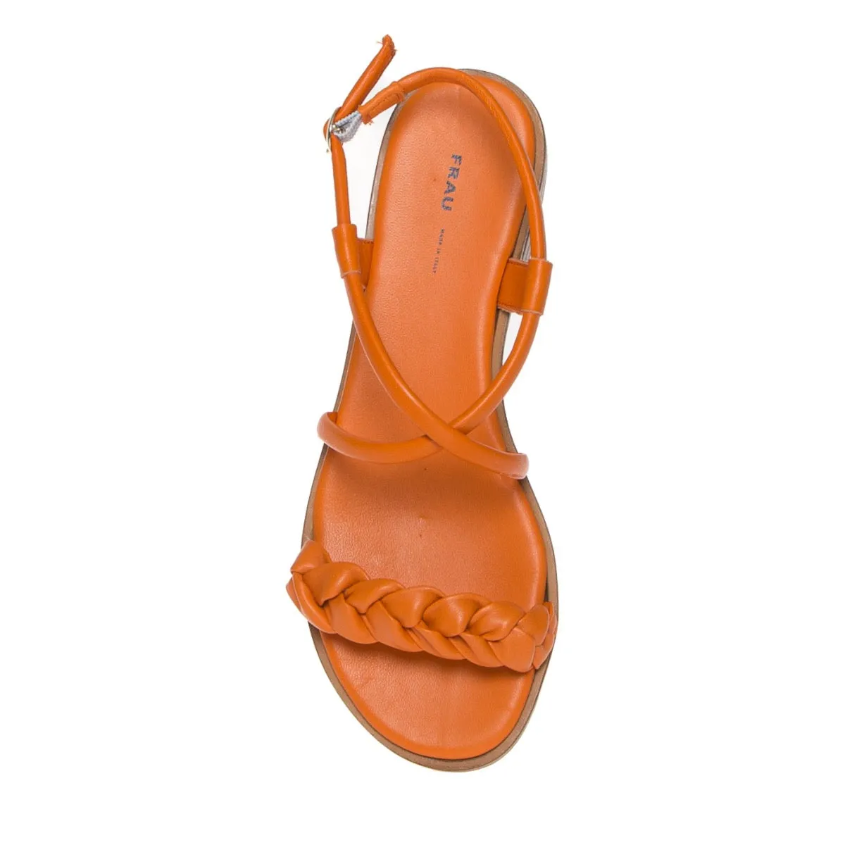 FRAU 85P9 SANDALO PELLE ARANCIONE TRECCIA  