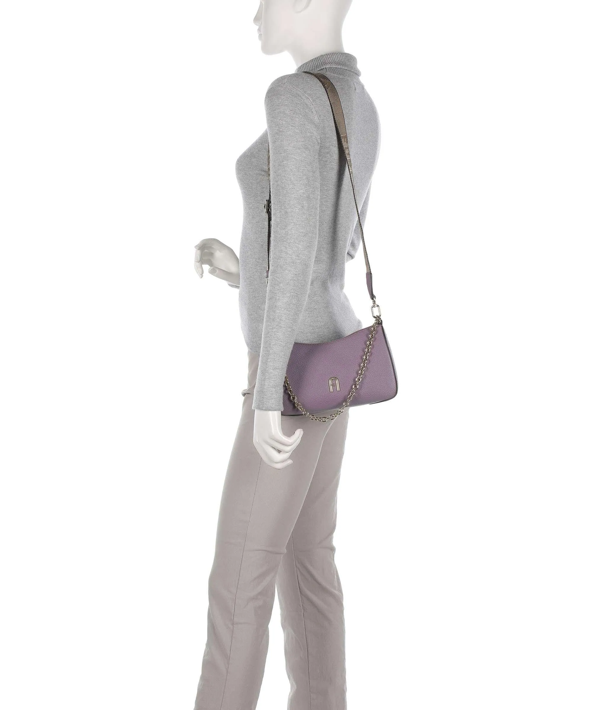  Furla Primula Mini Borsa a spalla pelle granulata viola  