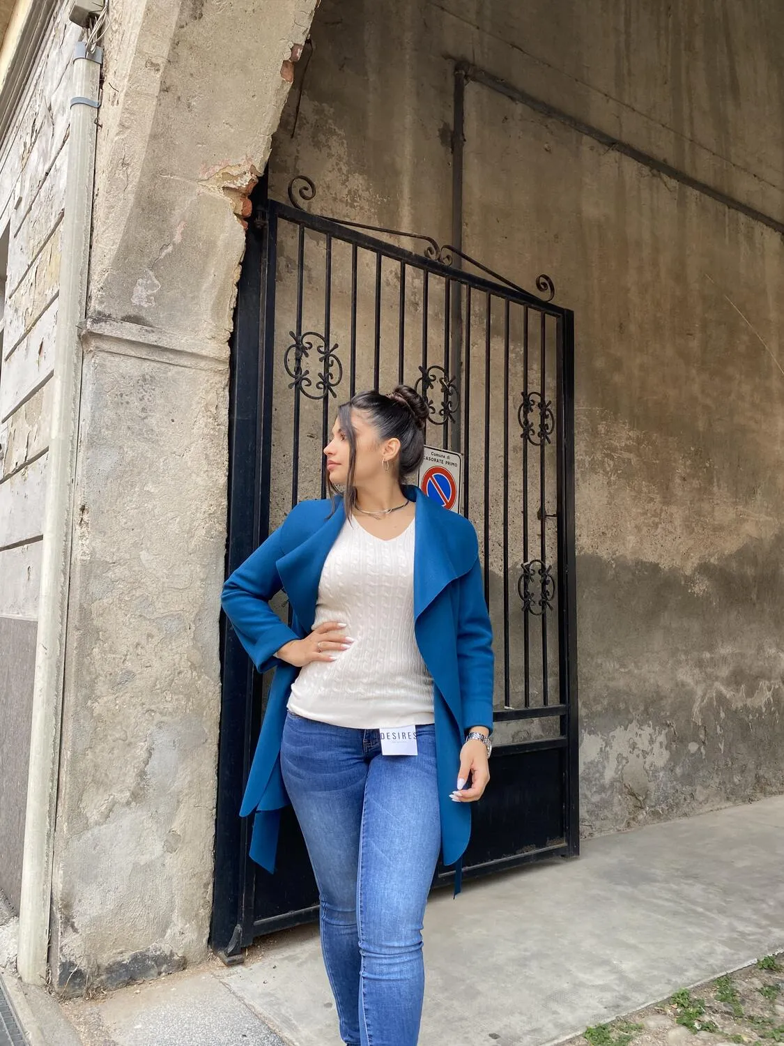Giacca in panno con cintura