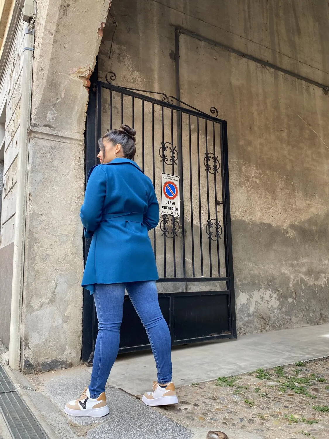 Giacca in panno con cintura