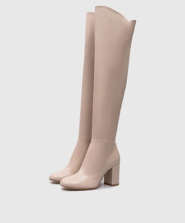 Gianvito Rossi Stivali in pelle beige G8034385RIC
