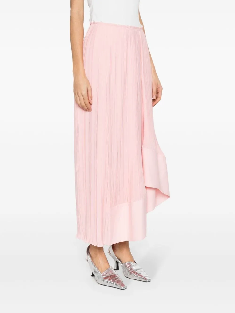 Gonna asimmetrica plisse in rosa - donna