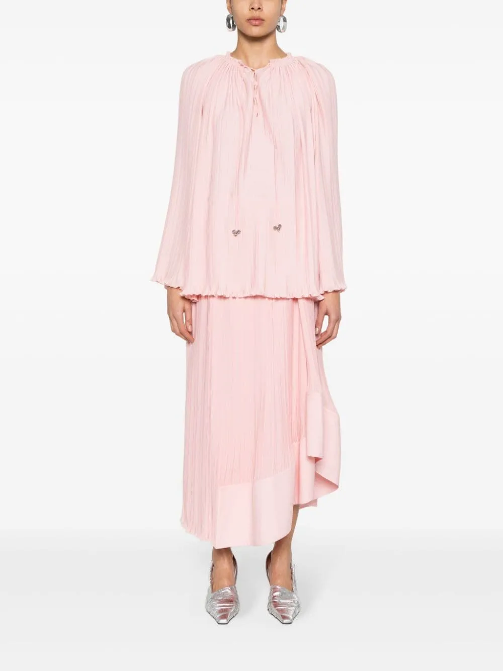 Gonna asimmetrica plisse in rosa - donna