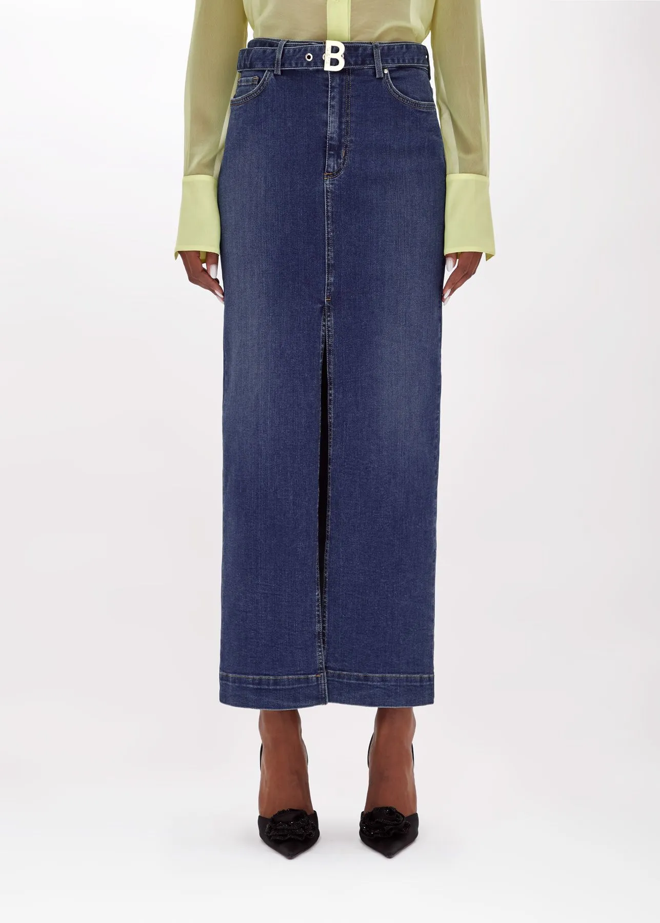 Gonna lunga in denim stretch blugirl