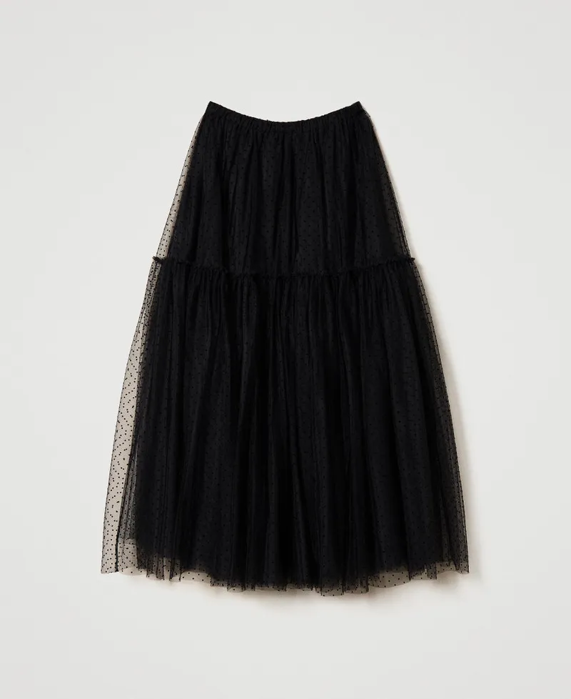 Gonna lunga in tulle plumetis