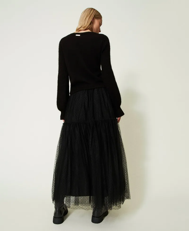 Gonna lunga in tulle plumetis