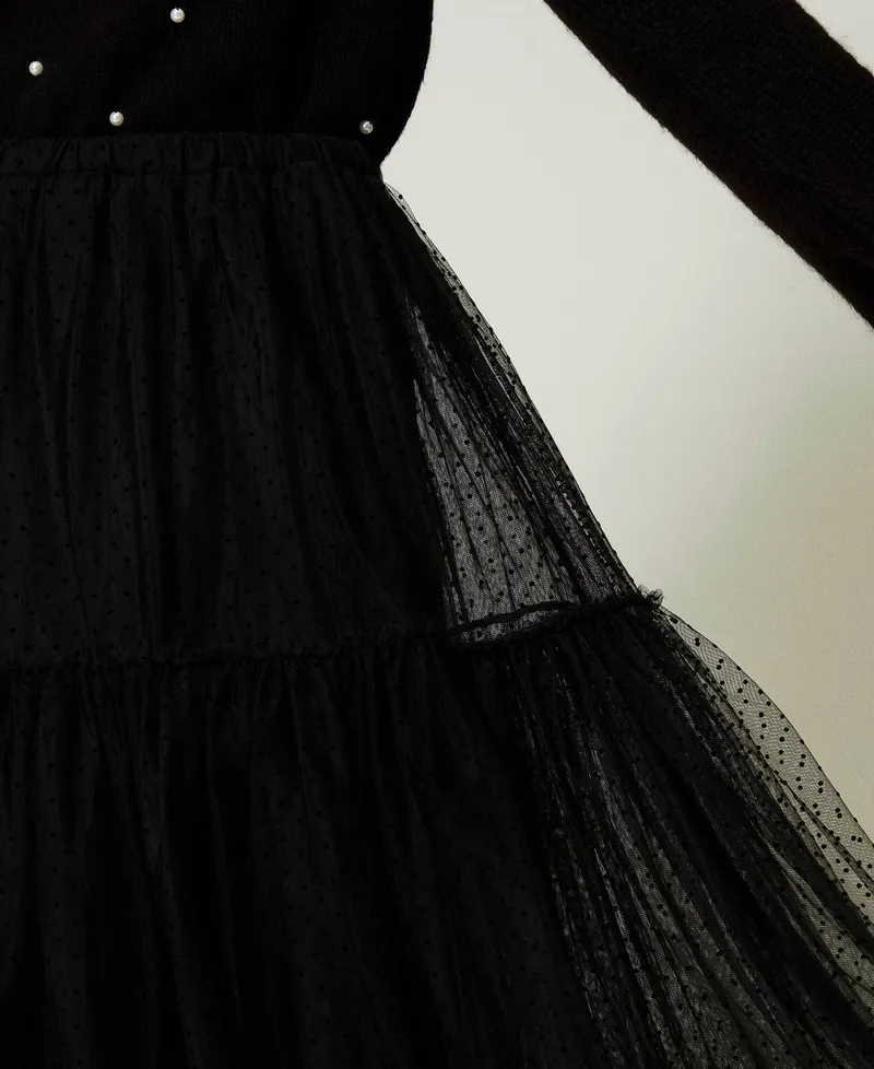 Gonna lunga in tulle plumetis