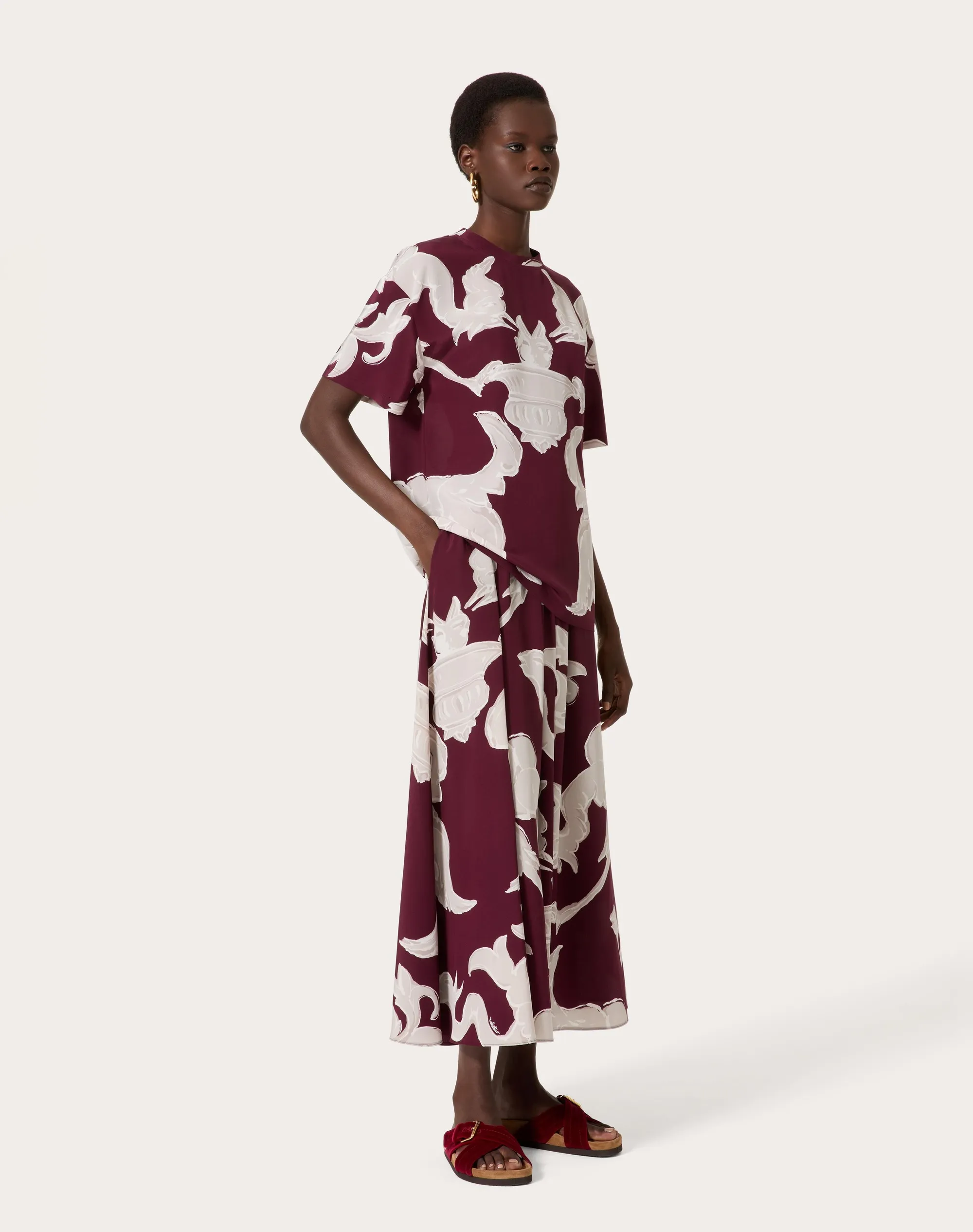 GONNA MIDI IN CREPE DE CHINE METAMORPHOS GRYPHON ALLOVER