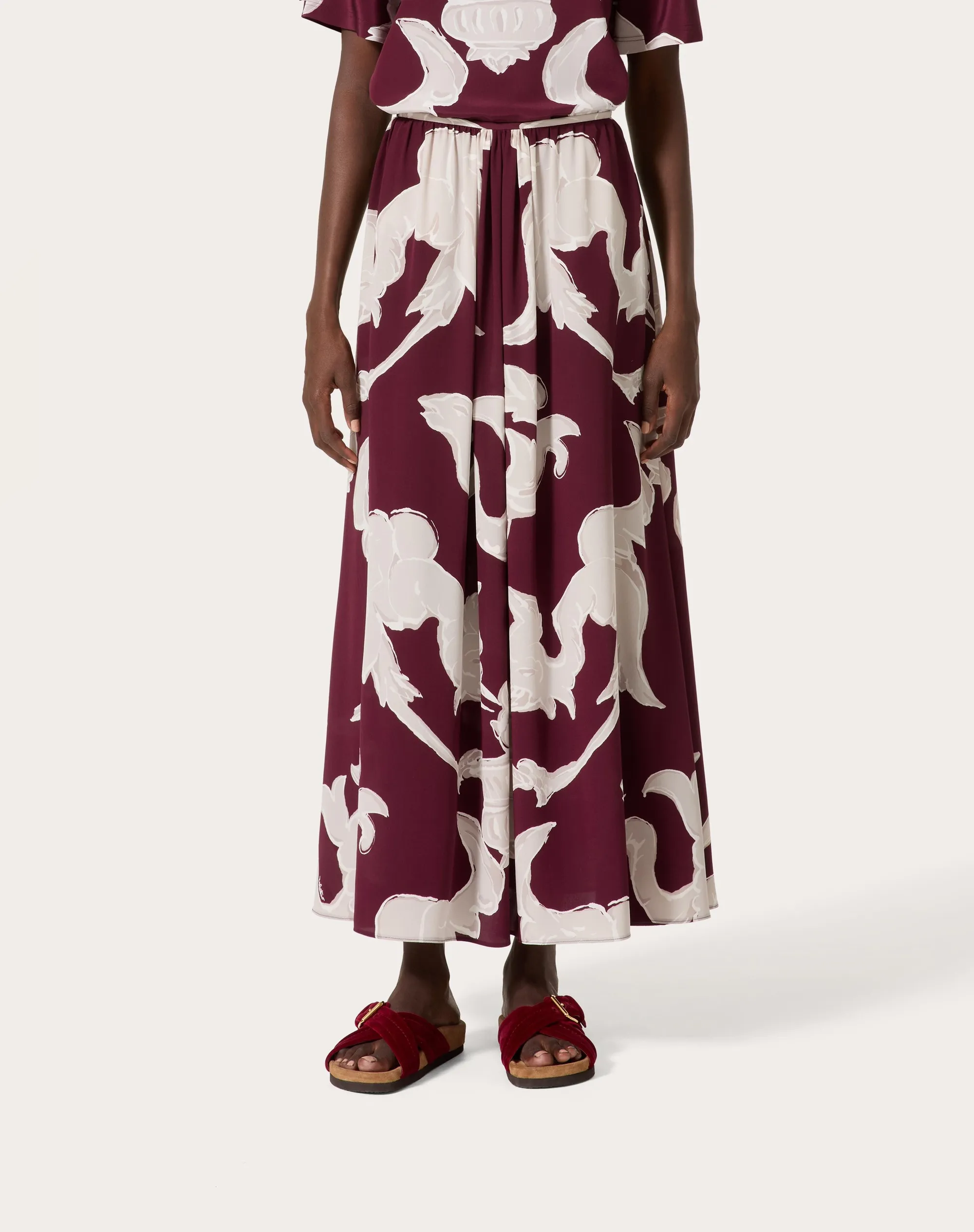 GONNA MIDI IN CREPE DE CHINE METAMORPHOS GRYPHON ALLOVER