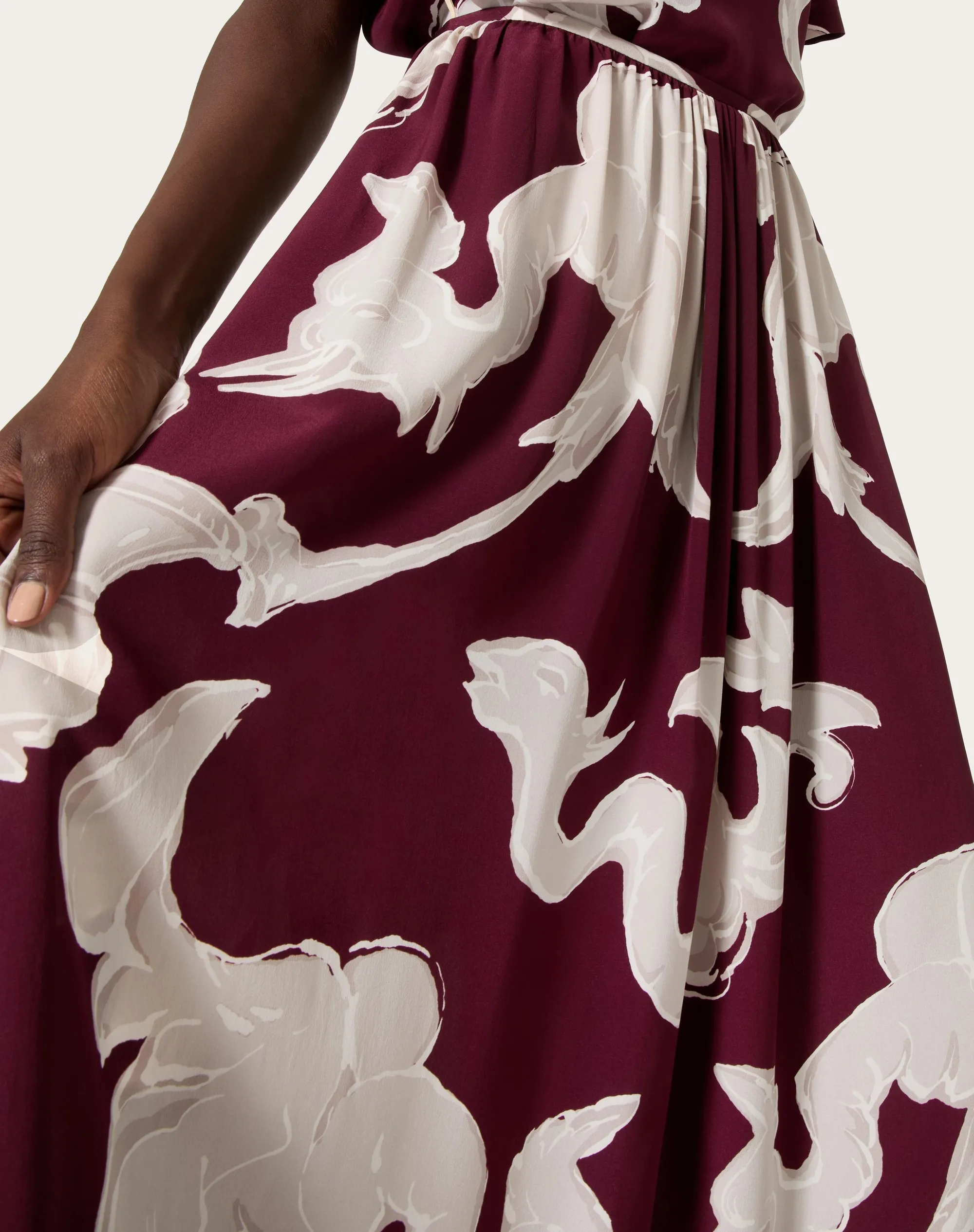 GONNA MIDI IN CREPE DE CHINE METAMORPHOS GRYPHON ALLOVER