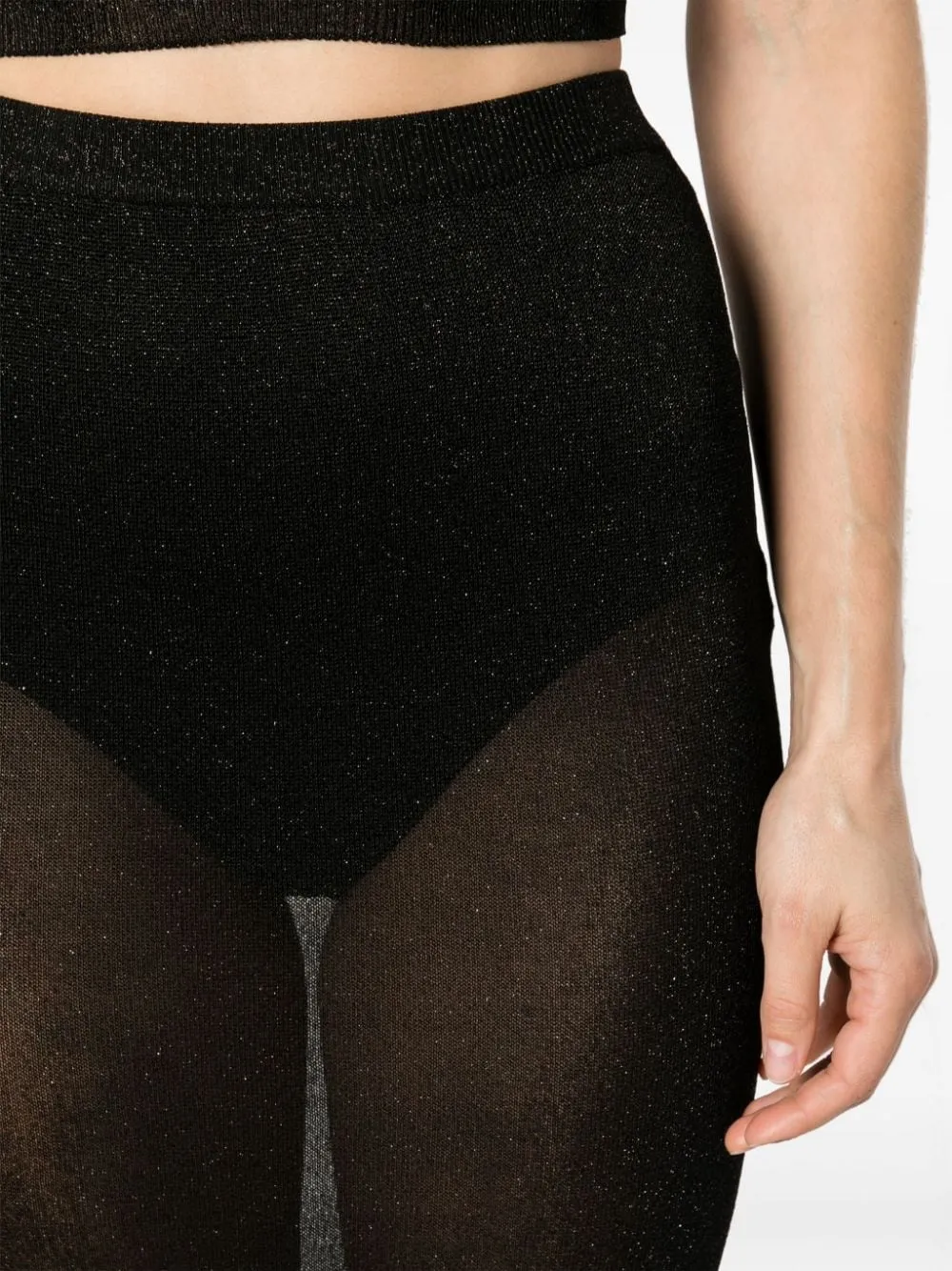 Gonna midi semi-trasparente in nero - donna