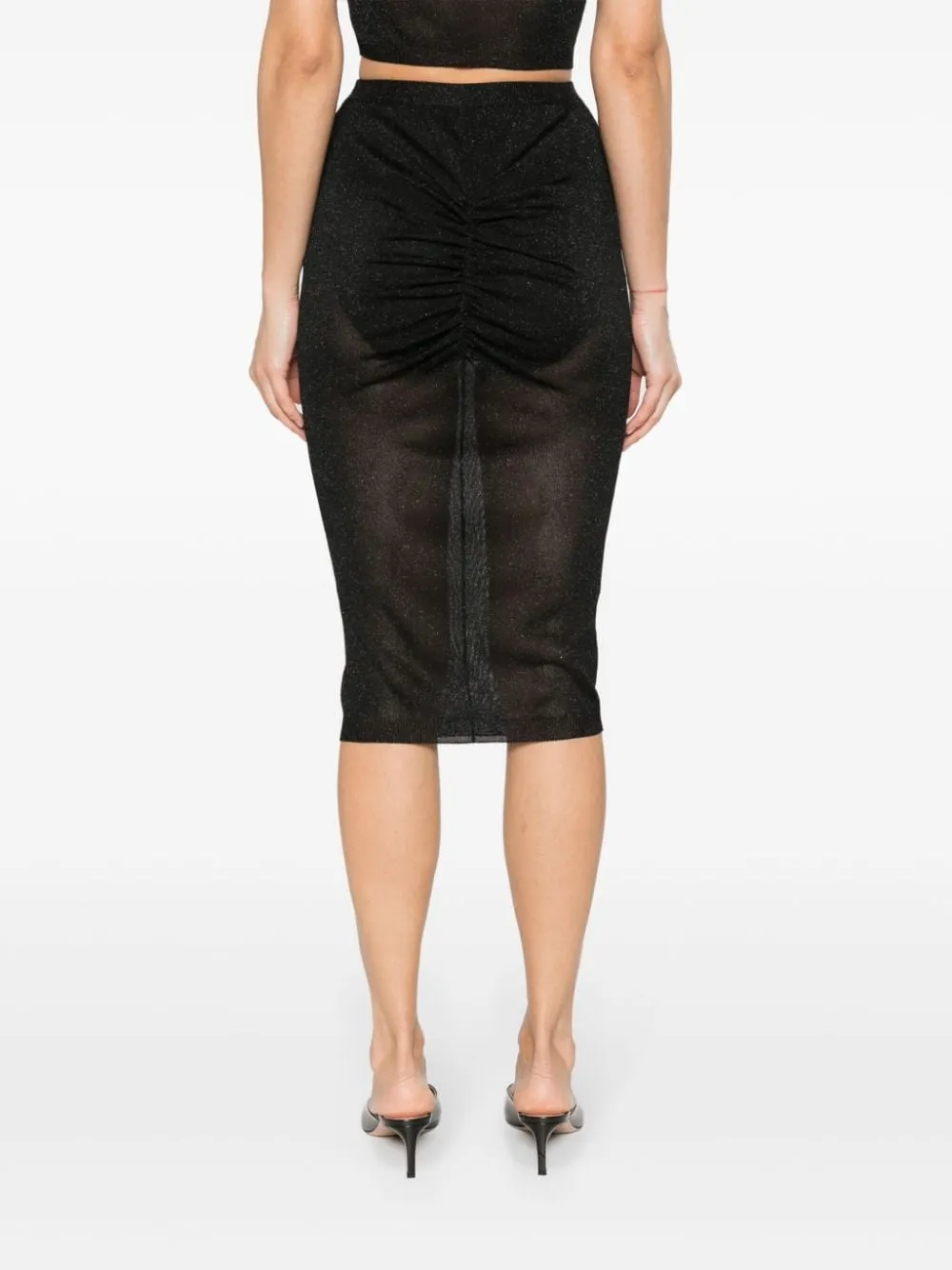 Gonna midi semi-trasparente in nero - donna
