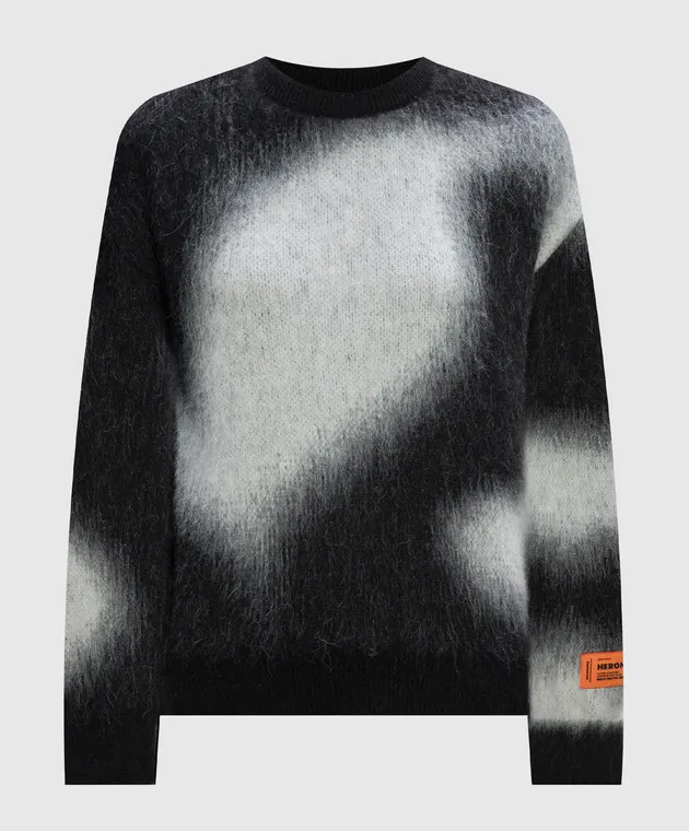 Heron Preston Maglione nero con motivo astratto HWHE016F23KNI001