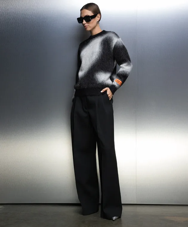 Heron Preston Maglione nero con motivo astratto HWHE016F23KNI001