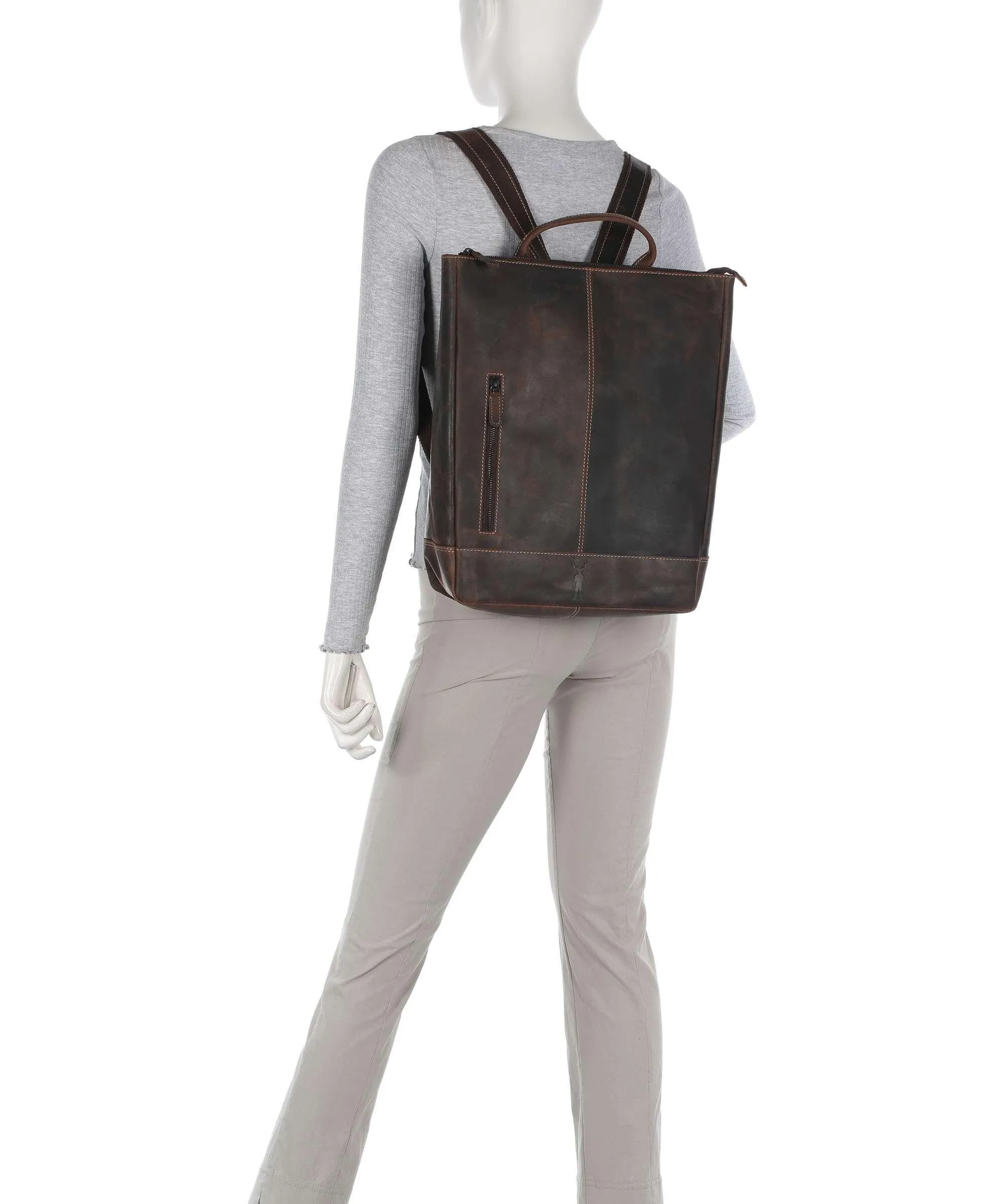  Jack Kinsky Baltimore 14 Zaino 13″ pelle granulata marrone scuro  