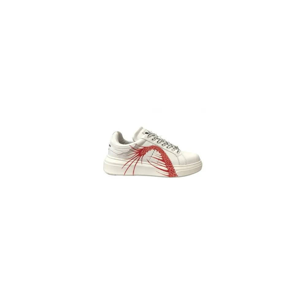 JOHN RICHMOND SNEAKERS 20108 A DA DONNA BIANCO CON DESIGN A INSERTI ROSSI - 20108 A