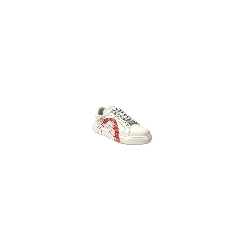 JOHN RICHMOND SNEAKERS 20108 A DA DONNA BIANCO CON DESIGN A INSERTI ROSSI - 20108 A