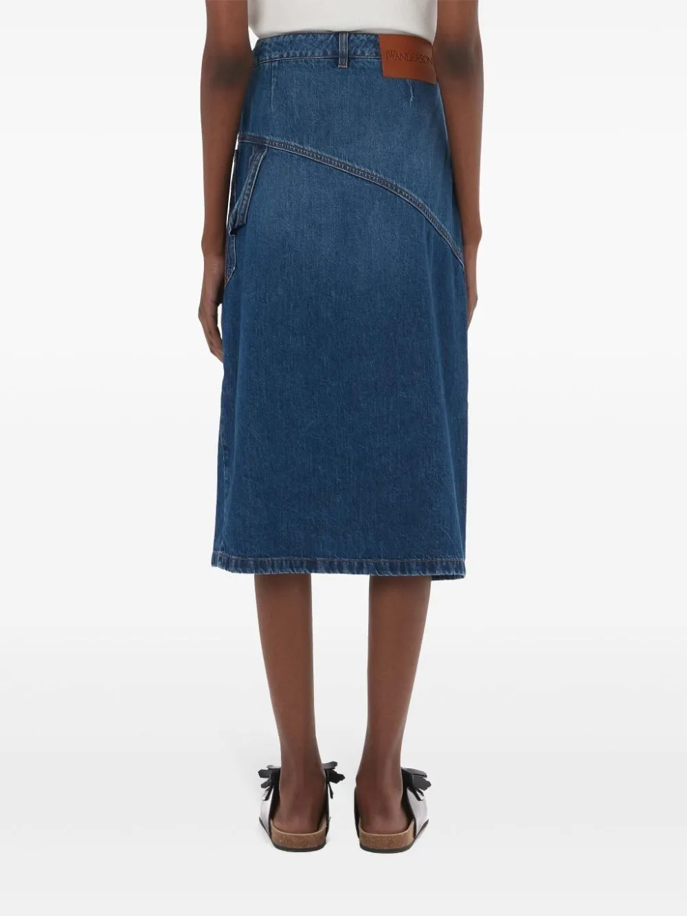 JW ANDERSON TWISTED MIDI SKIRT DENIM