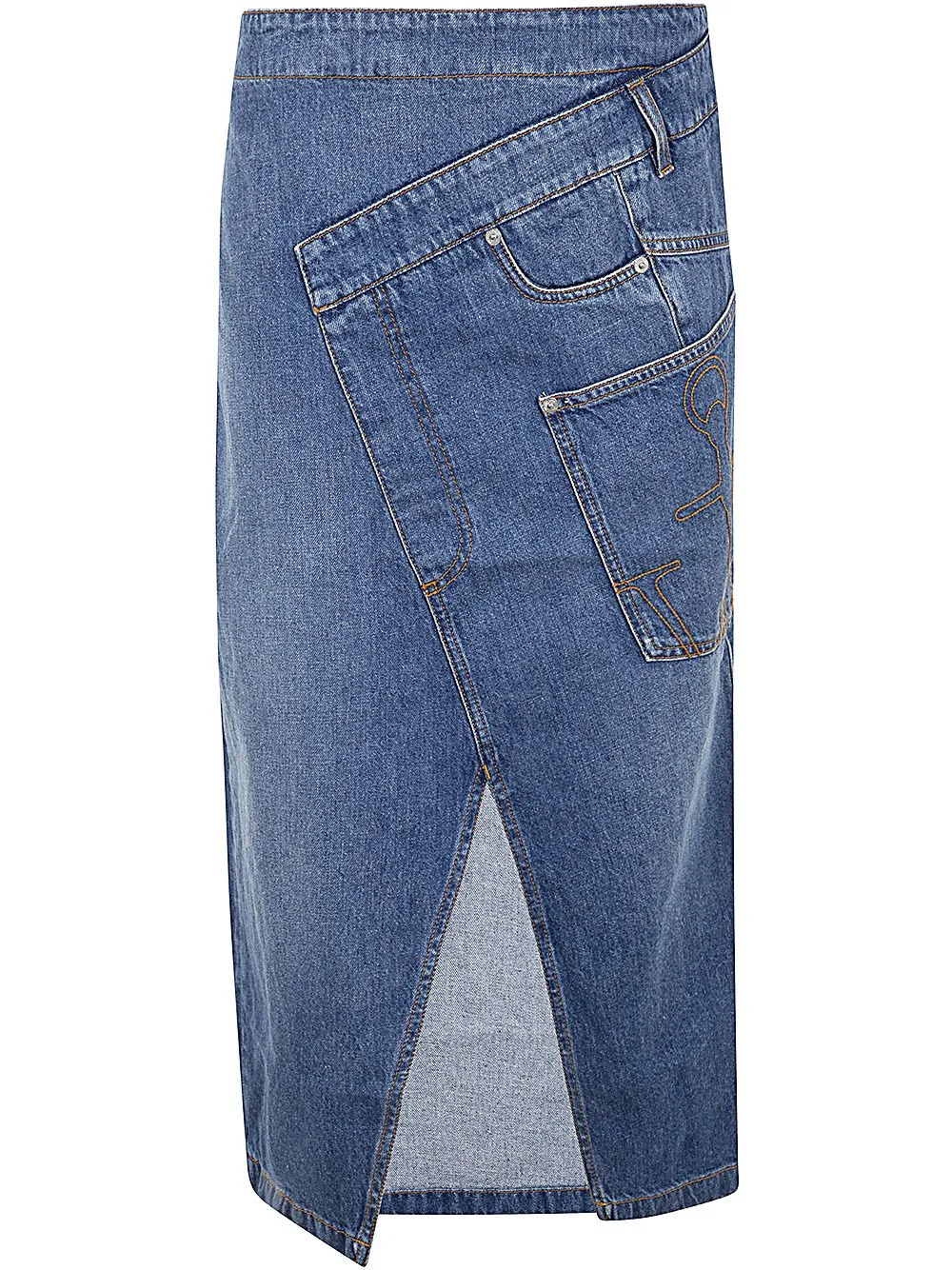 JW ANDERSON TWISTED MIDI SKIRT DENIM